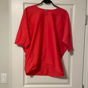 100% Cotton - COS women’s loose/batwing t-shirt in coral red